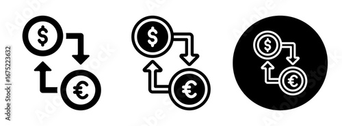 Currency Exchange Icon Collection Glyph & Mixed Style