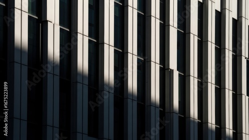 Wallpaper Mural A close-up of the facade of a modern building with vertical lines and shadows. Torontodigital.ca