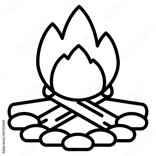 Campfire vector icon. Adventure icon line style. perfect use for logo, presentation, website, and more. modern icon design outline style 