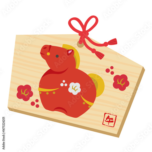 かわいい午年の干支飾りが描かれた絵馬