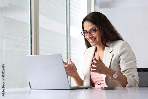Professional Woman Engaging in Video Conference Call