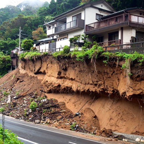 Wallpaper Mural Landslide near houses Torontodigital.ca
