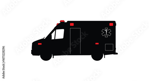 Emergency medical services vehicle with red lights on top