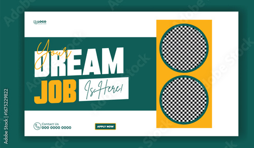 Achieve your dream job with this inspiring graphic featuring bold typography and modern design elements
