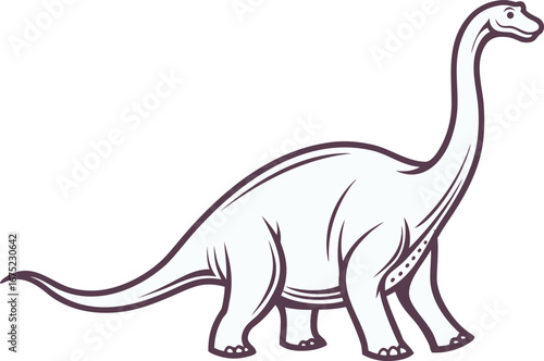 Brachiosaurus Dinosaur Illustration. Realistic Brachiosaurus Design. Brachiosaurus Prehistoric Animal Design. Brachiosaurus Jurassic Era Illustration. Single Brachiosaurus Drawing. Giant Brachiosaurus
