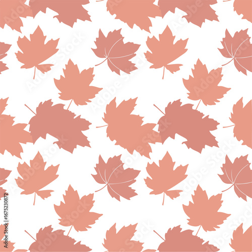 A repeating pattern of autumnal maple leaves on a white background.