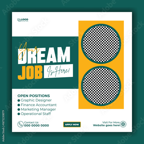 Finding your dream job a creative graphic with space for photos and job details