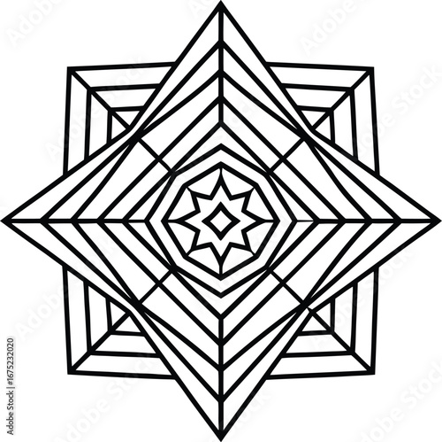 Vector art of geometric diamond pattern featuring a mesmerizing array of lines and shapes, creating an abstract and decorative design with a modern and stylish touch