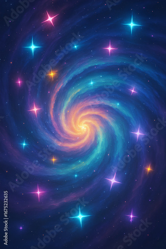 Neon Galaxy Spiral Background