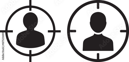 Two human silhouettes in crosshairs target silhouette