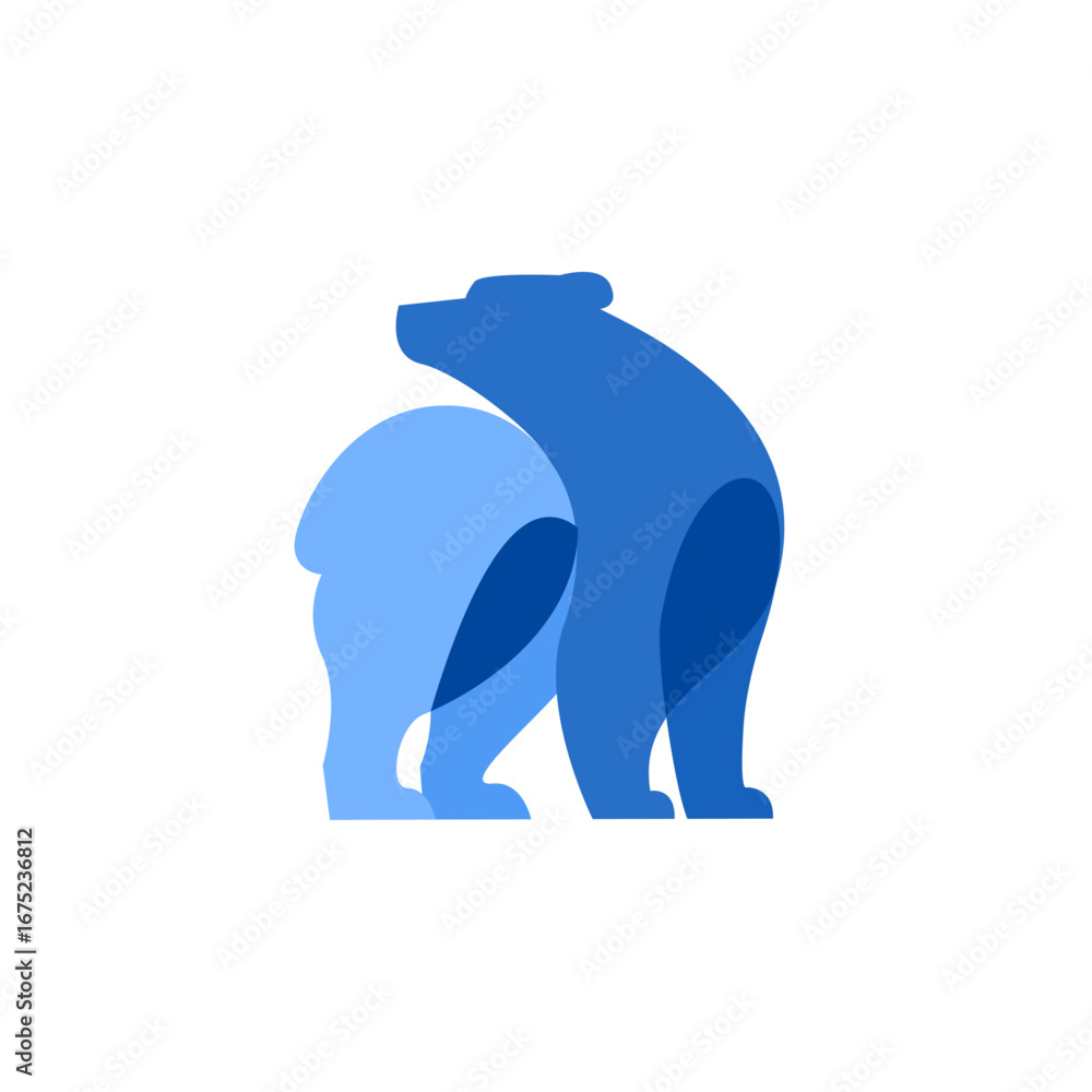 Obraz premium Stylized Blue Bears Abstract Illustration, Modern Minimalist Logo Design