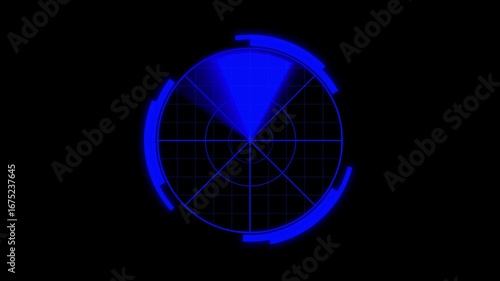 Wallpaper Mural Animated blue radar screen futuristic technology interface scan detection system digital HUD sci fi glowing circle. Torontodigital.ca