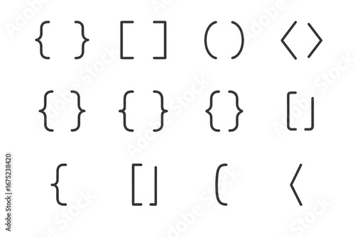 Collection of mathematical and programming bracket symbols in various styles