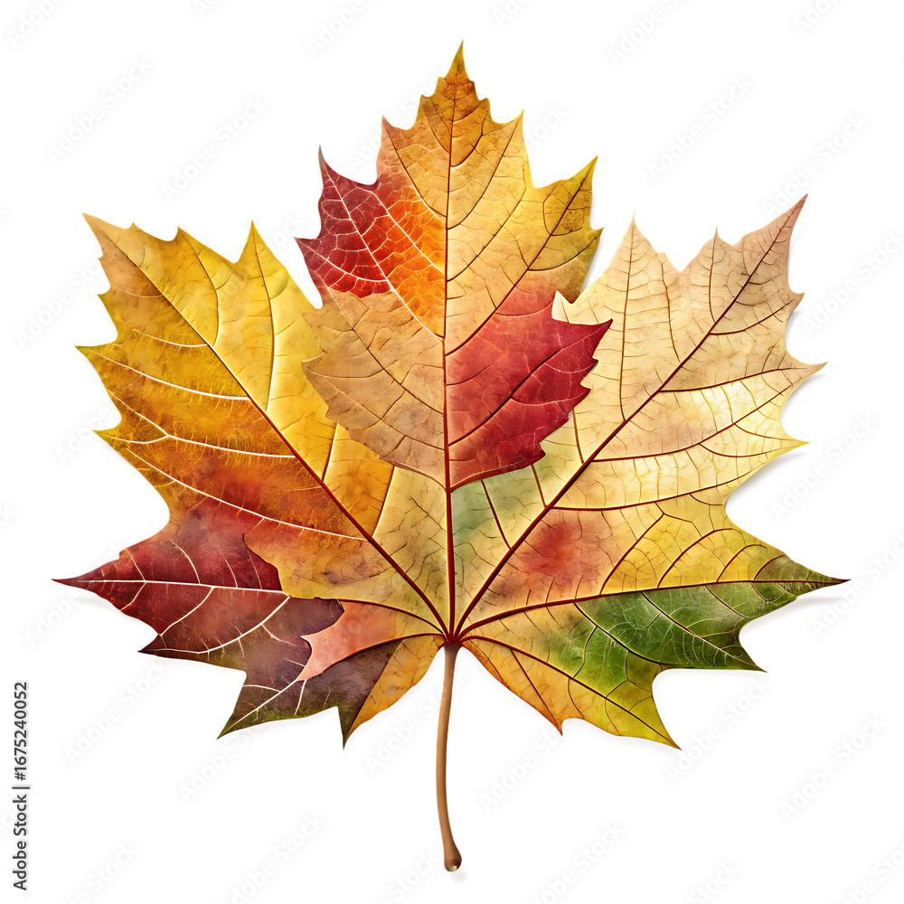 Obraz premium Autumn leaf retro paper collage leaves design art isolated on white background ,PNG.AI Generated.
