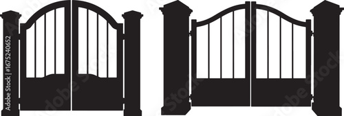 Ornate double gate entrance silhouette