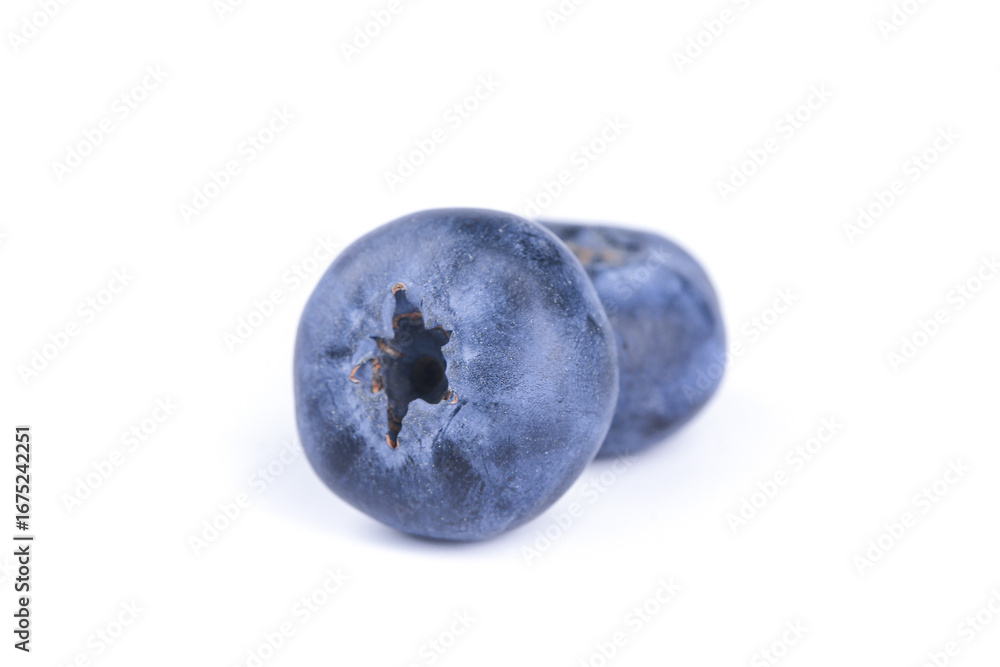 Obraz premium Fresh Blueberries Duo on White Background - Healthy Organic Berry Fruit