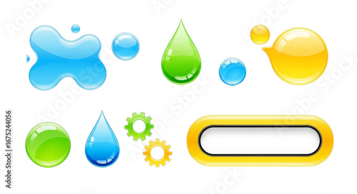 Glossy Frutiger Aero Shapes Collection, Abstract Elements Vector Illustration, Isolated Design on Transparent Background