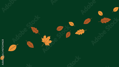 Minimalist flat vector of autumn leaves falling, clean and modern design, simple shapes, crisp lines, elegant seasonal atmosphere.