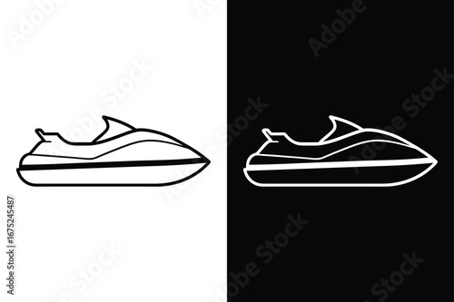 Jet Ski Line Art Vector Illustration. Minimalist Water Transport Icon