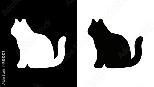 Black Cat Silhouette on White Background