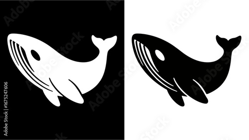 Black and White Whale Silhouette Vector