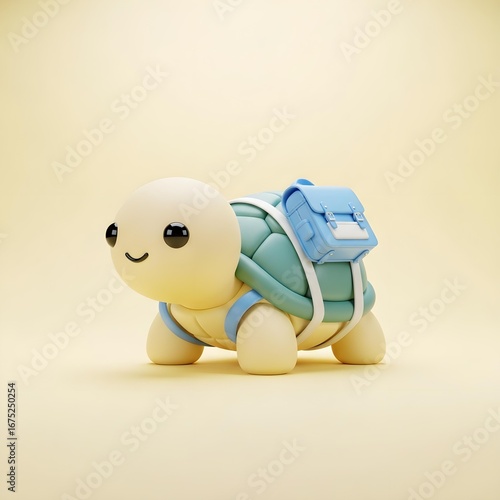 3D Cute Tortoise with Backpack.
