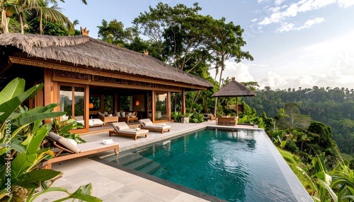 Wallpaper Mural Luxury Villa with Infinity Pool Overlooking Lush Tropical Rainforest. Torontodigital.ca