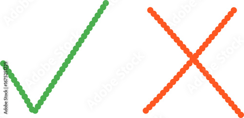 Green check mark and red cross vector symbol design