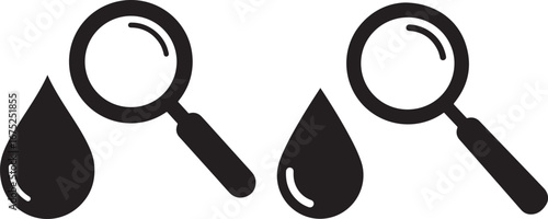 Magnifying glass over droplets silhouette
