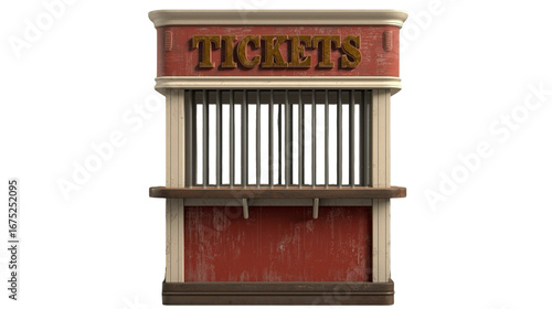 Realistic Rustic Tickets Booth Wooden Texture Vintage Building Structure