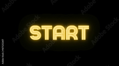 Shiny Golden Neon Start Text Animation Loop