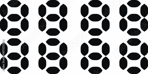 Seamless pattern of black segmented digits on a white background
