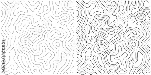 Abstract topographic contour lines pattern with varying line weights and subtle shading on a white background