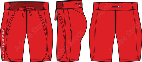 Compression tights Shorts design flat sketch vector illustration, Bike Shorts tights concept with front and back view for Cycling, bicycle, workout and running active wear shorts design.