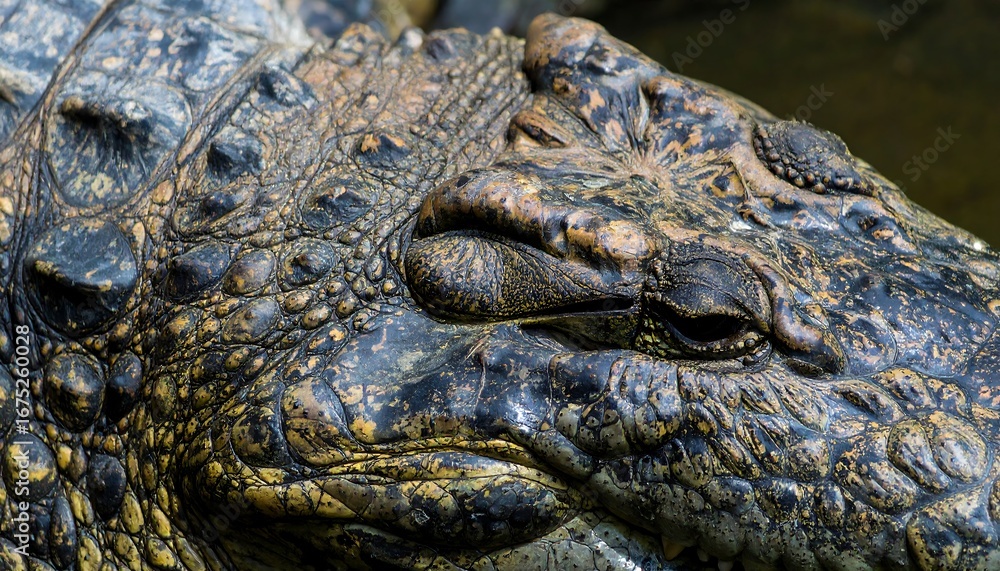 Fototapeta premium Close-up view of a crocodile's head