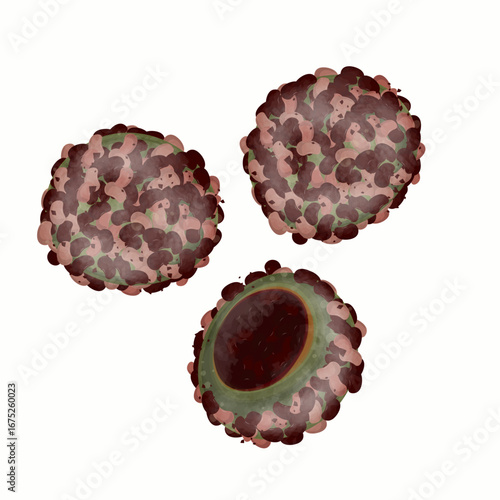 Vector Illustration Logo Clipart Omegi tteok with Red Bean Paste or Red Bean Jeju Rice Cake 
