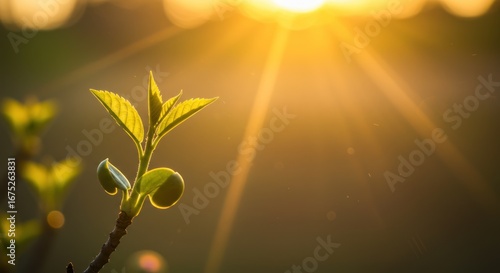 New Growth in Glowing Sunlight A Springtime Sunrise