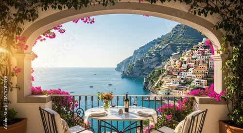 Amalfi Coast Balcony View Romantic Dinner