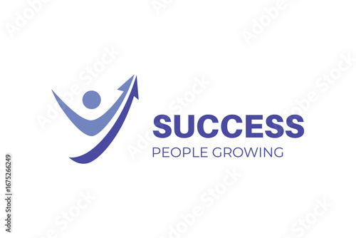 People Growth, Success  Logo Icon Design with Abstract Human and Arrow Symbol for Career Development, Coaching, and Business Brand Identity