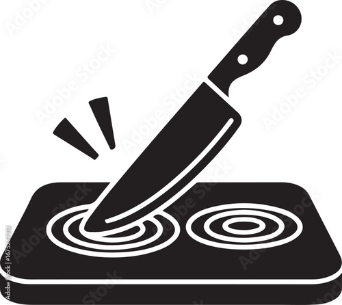 Vector art of knife on electric stove top with heat waves