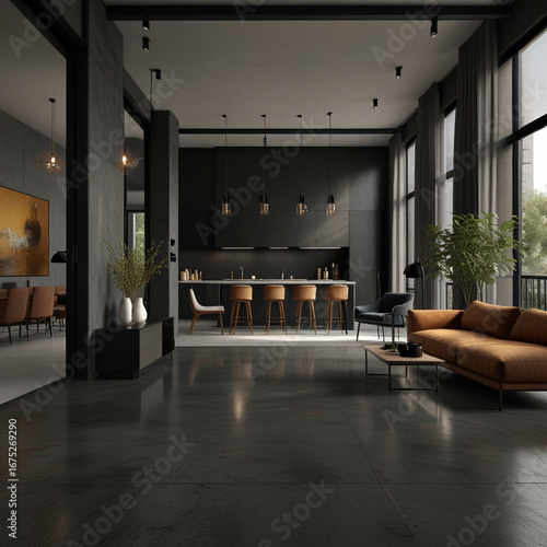 modern living room with fireplace