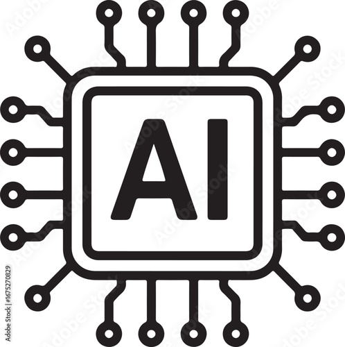 Artificial intelligence icon, sign, logo