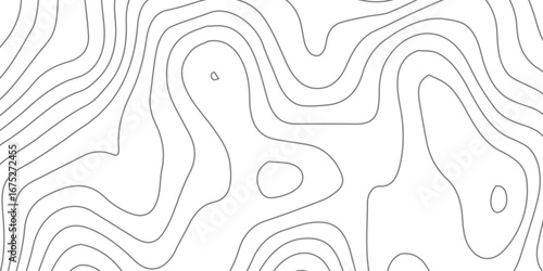 White abstract topographic background with black contour map lines, luxury wavy pattern and seamless geographic vector grid design illustration