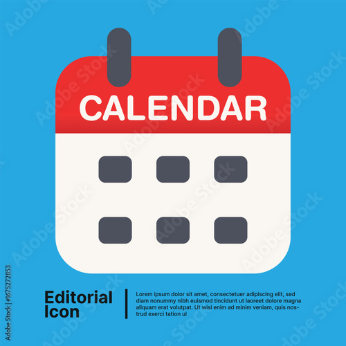 Flat design calendar icon vector illustration for planning schedules, organizing events, and managing time