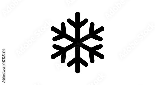 Black snowflake graphic on white background