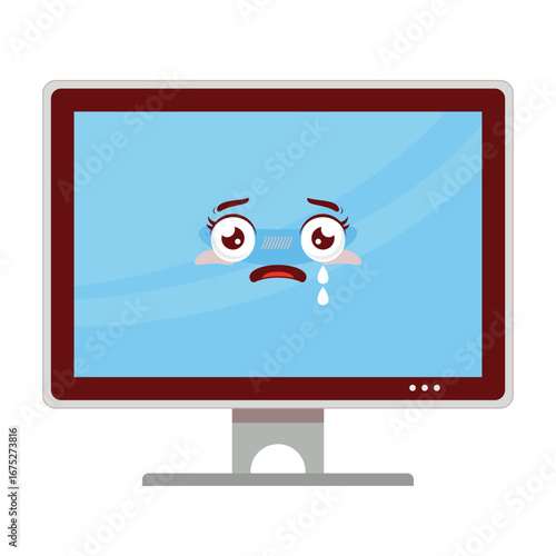 computer scared face cartoon cute