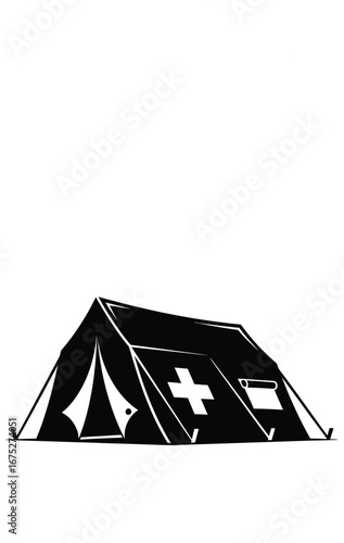 Medical triage tent silhouette vector isolated on white background