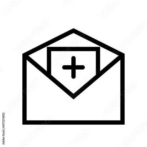 Email Envelope Add Attachment Icon - E-mail open envelope