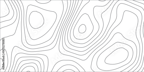 Minimal topography contour map design on clean white background, black wavy curve lines, elegant luxury geography grid pattern illustration