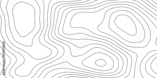 Minimal topography contour map design on clean white background, black wavy curve lines, elegant luxury geography grid pattern illustration